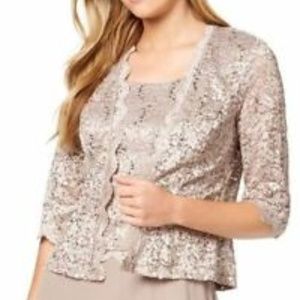 DONATING Lacey Sequin Shrug Coverup Taupe Color  L